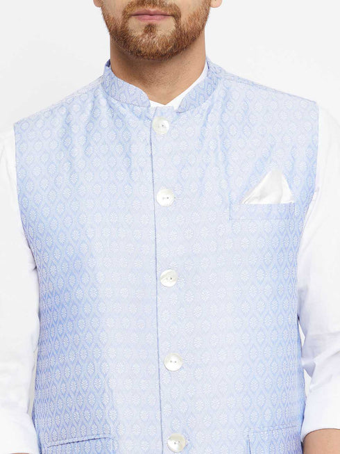Vastramay Men's Lavender acquard Nehru Jacket